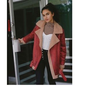 UO Oversized Faux Leather Aviator Jacket